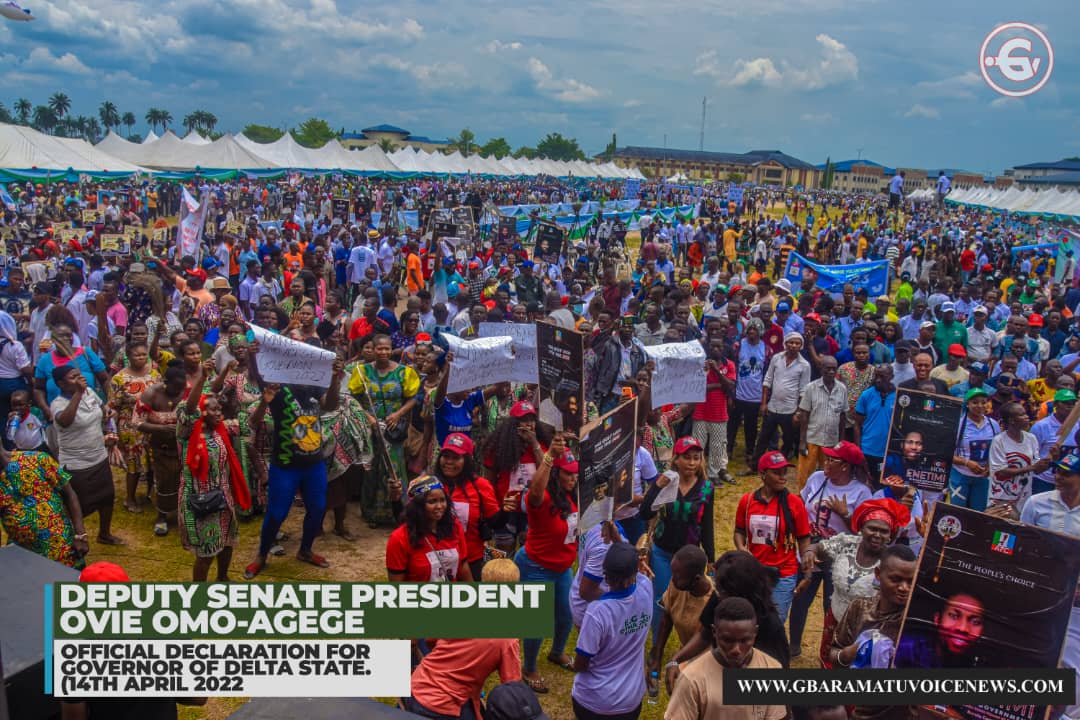 PICTORIAL: Mammoth crowd attend Omo-Agege’s governorship declaration in Delta