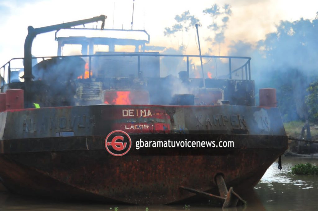 BREAKING: Nigerian Military Sets Ablaze Vessel Caught Loading Illegal ...